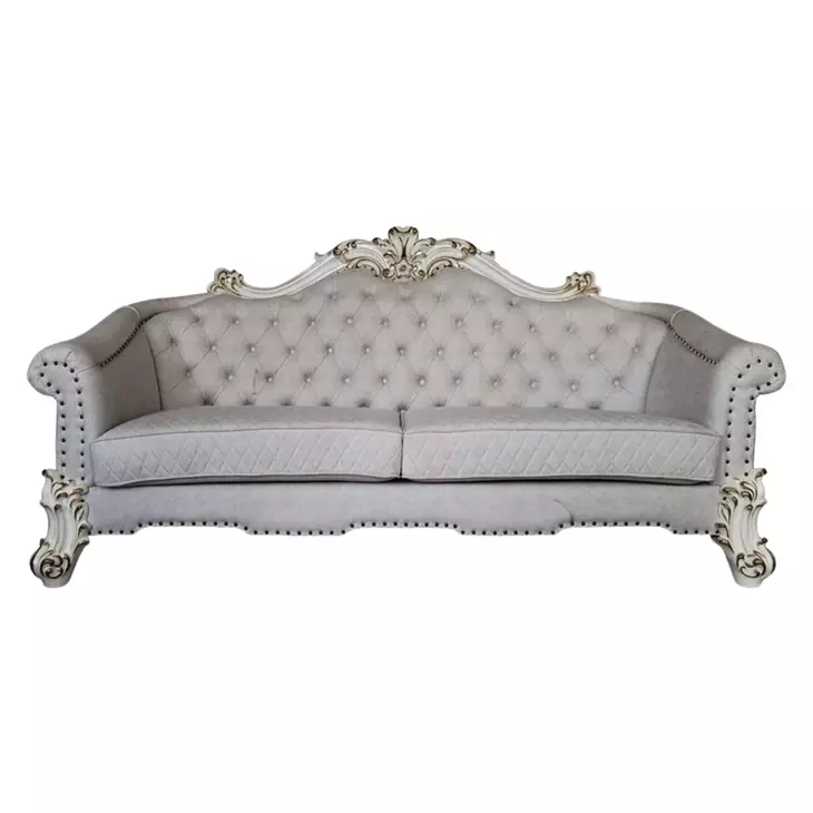 Vendome II Two Tone Ivory 89" Sofa with Nailhead Trim
