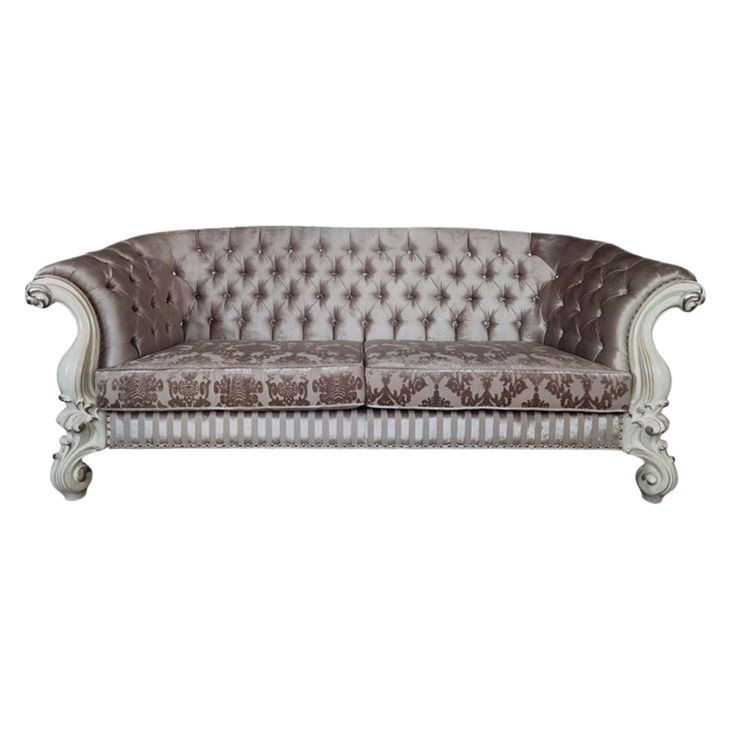 Versailles Ivory 99" Sofa with Nailhead Trim