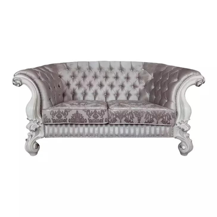 Versailles Ivory 76" Loveseat with Pillow and Nailhead Trim