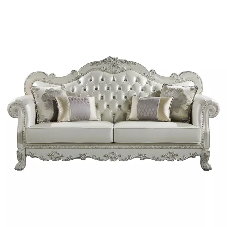 Dresden Antique Pearl 86" Sofa with Nailhead Trim