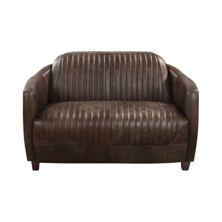 Brancaster Antique Slate Leather 50" Loveseat with Nailhead Trim