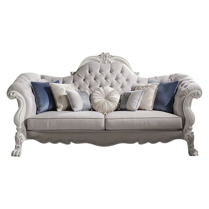 Dresden Beige 96" Sofa with Nailhead Trim