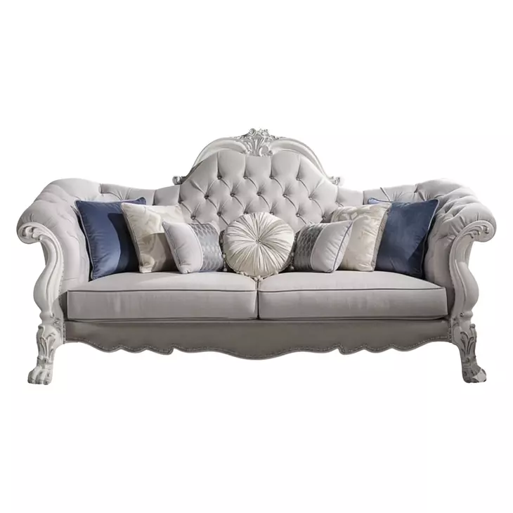 Dresden Beige 96" Sofa with Nailhead Trim
