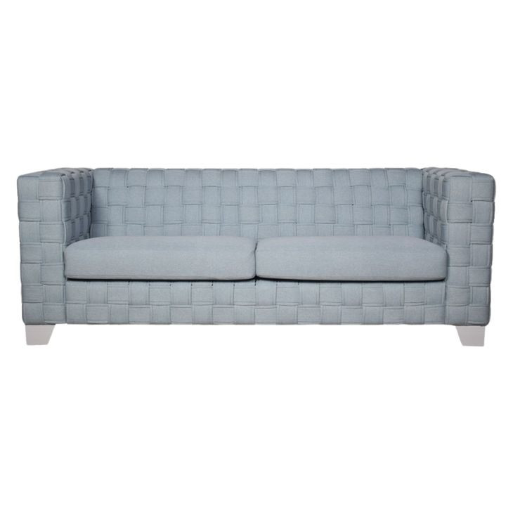 Saree Light Teal Chenille and White 85" Sofa
