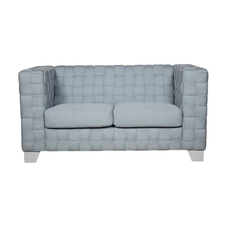 Saree Light Teal Chenille and White 63" Loveseat
