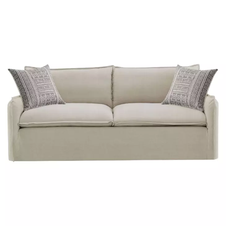 Upendo Beige Linen 84" Sofa with 2 Pillows