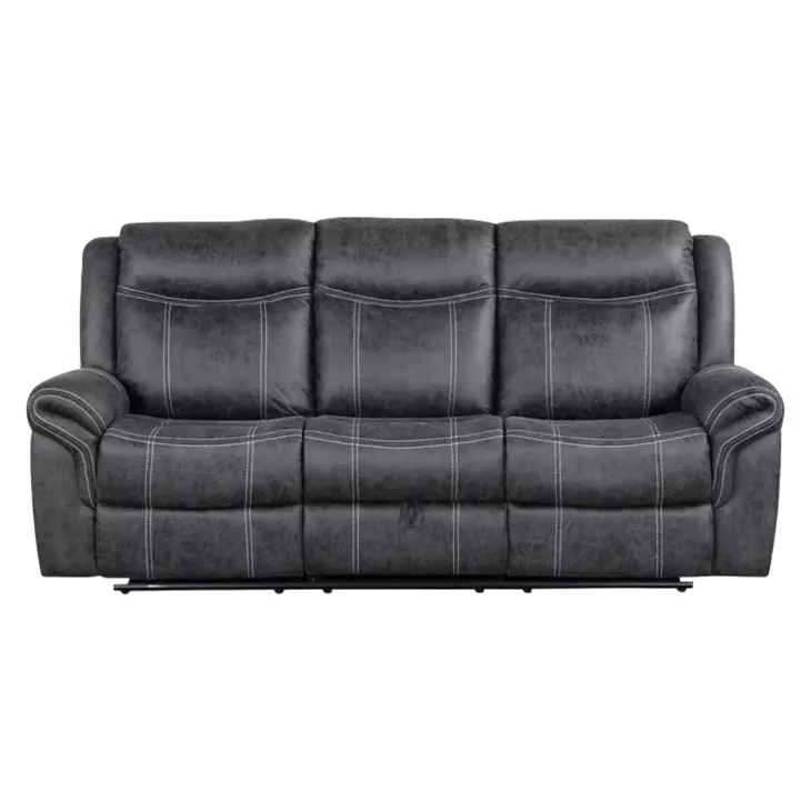 Zubaida Dark Gray Polish Microfiber Power Reclining 85" Sofa with Drop Down Table and USB Charging