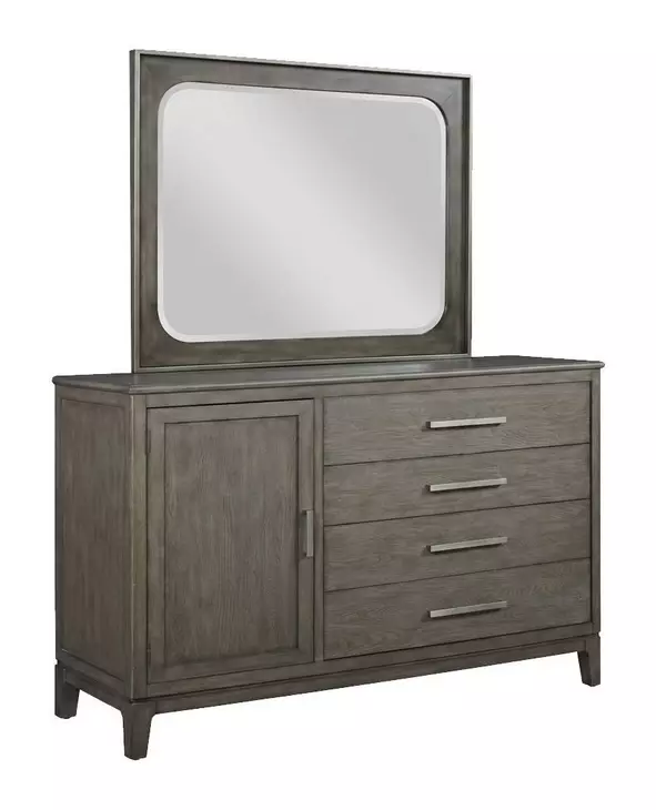 Cascade Sable 4 Drawer Door Garrison Bureau with Rectangular Landscape Mirror
