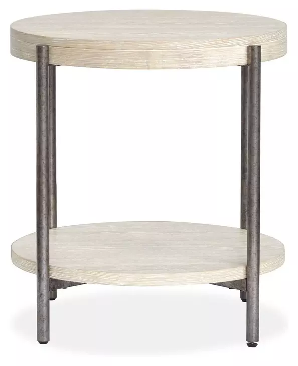 Jennings Edgecomb Gray and Weathered Antique Nickel Round End Table