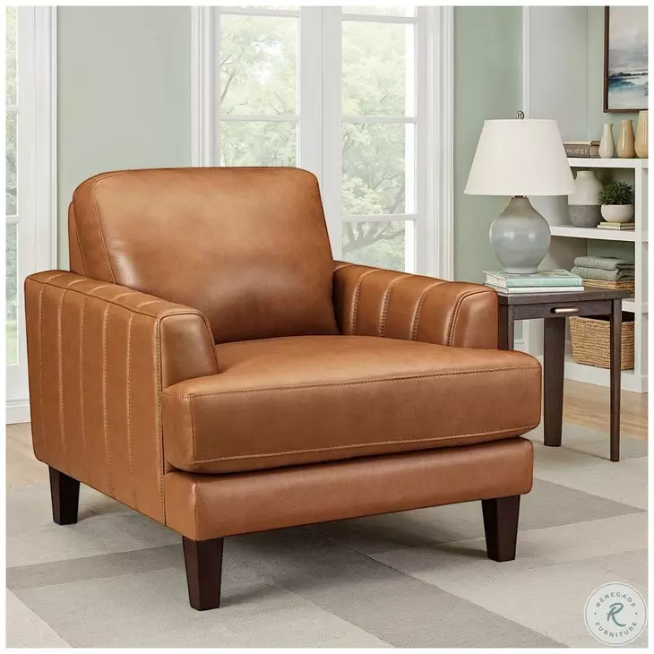 Ada Cognac Leather Upholstered Lounge Chair