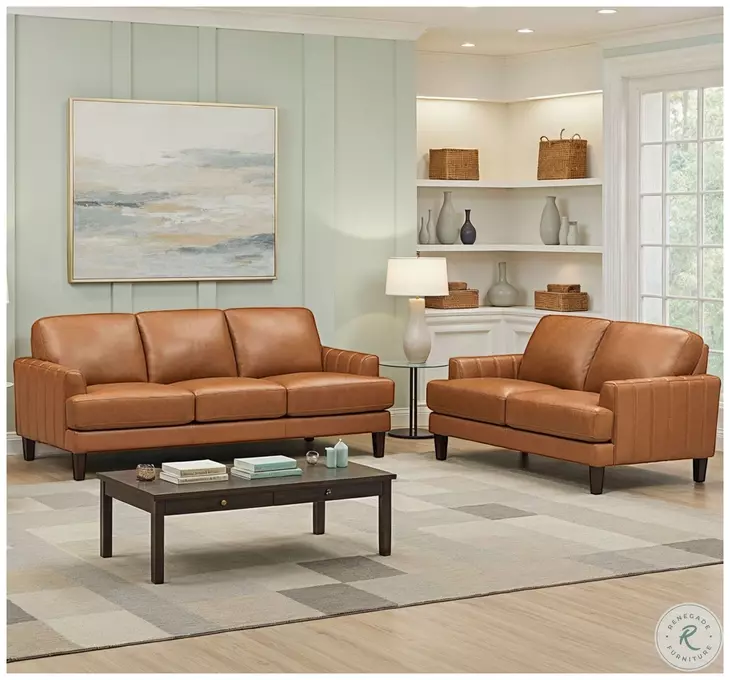 Ada Cognac Leather 80" Sofa