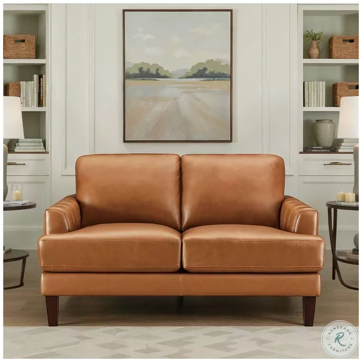 Ada Cognac Leather 57" Loveseat