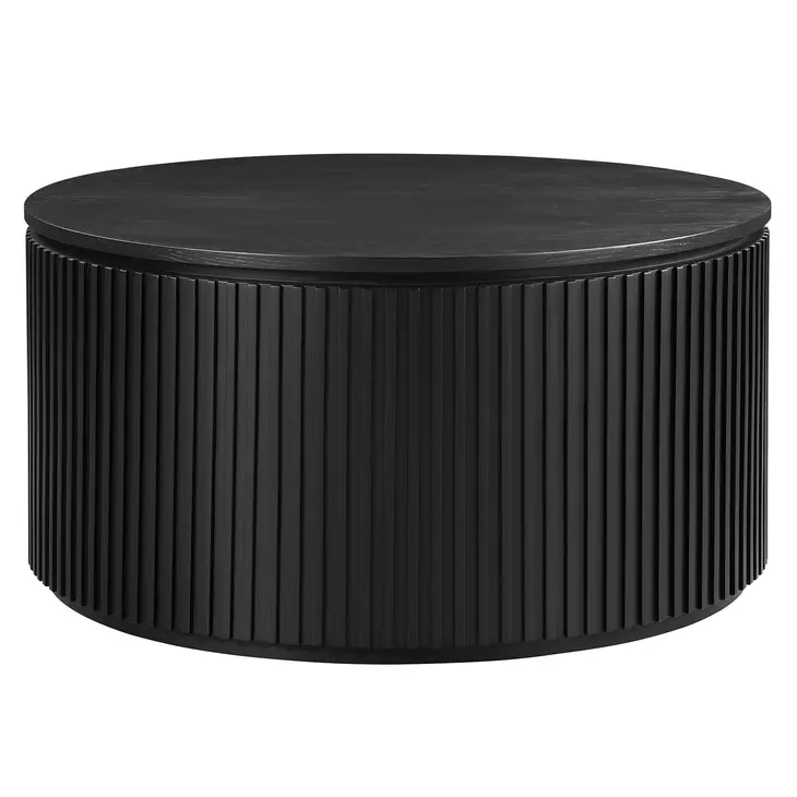 Colvin Black Round Coffee Table with Casters