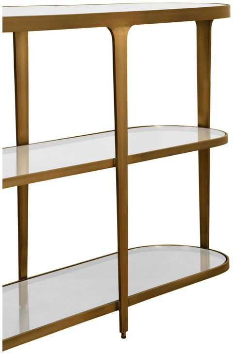 Addison Antique Brass Oval Glass Top Console Table