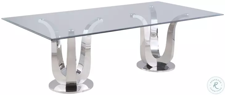 Adelle Clear Glass And Polished Stainless Steel Dining Room Set
