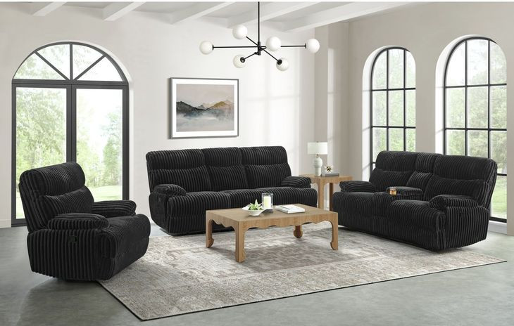 Merrick Black 90" Reclining Sofa