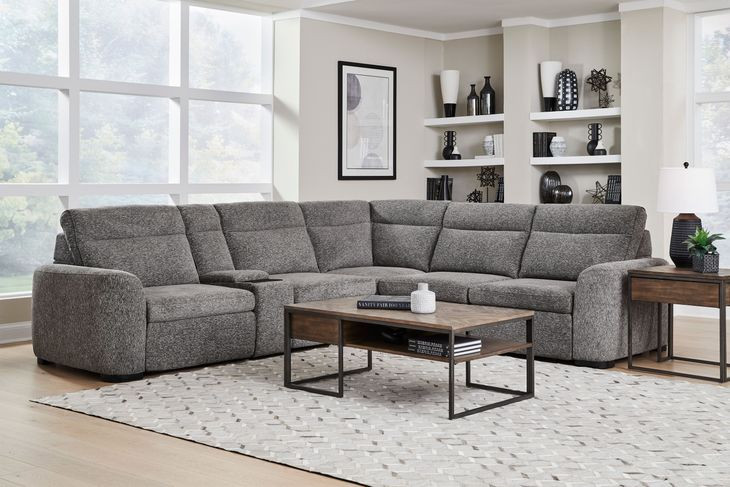 Kline Nightfall 6 Piece Modular Power Sliding Sectional with USB Charging and Console