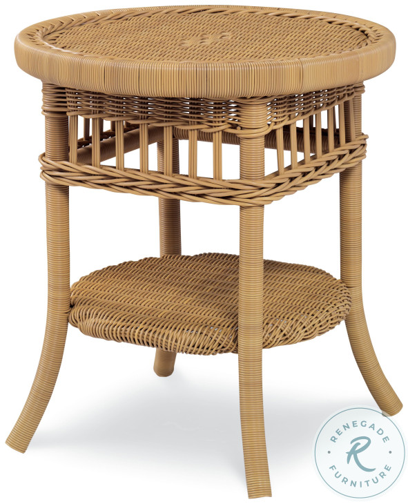 Mainland Tempered Glass And Natural Side Table