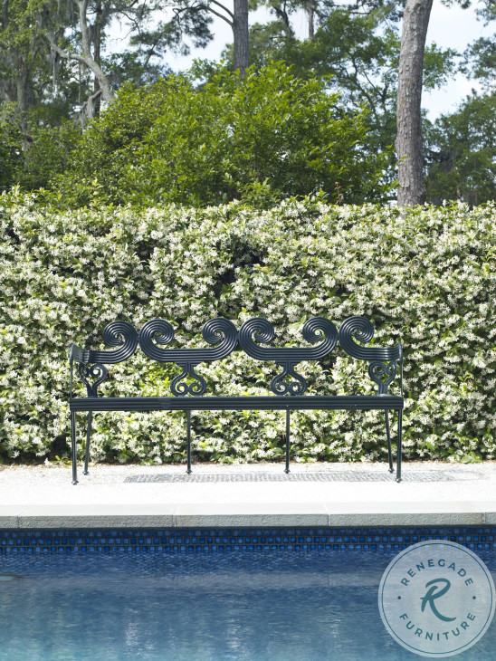 Augustine Litchfield Green Scrolled Bench