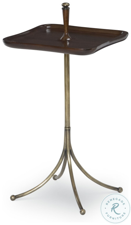 Casper Mahogany And Dark Antique Brass End Table