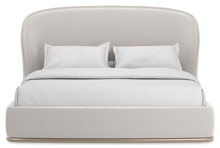 Opal Ivory and Soft Silver Paint King Upholstered Panel Bed