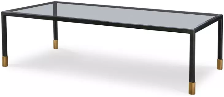 Jennings Black and Gold Rectangular Glass Top Cocktail Table