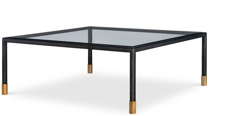 Jennings Black and Gold Square Glass Top Cocktail Table