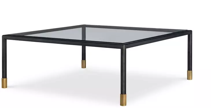 Jennings Black and Gold Square Glass Top Cocktail Table