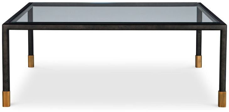 Jennings Black and Gold Square Glass Top Cocktail Table