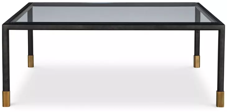 Jennings Black and Gold Square Glass Top Cocktail Table
