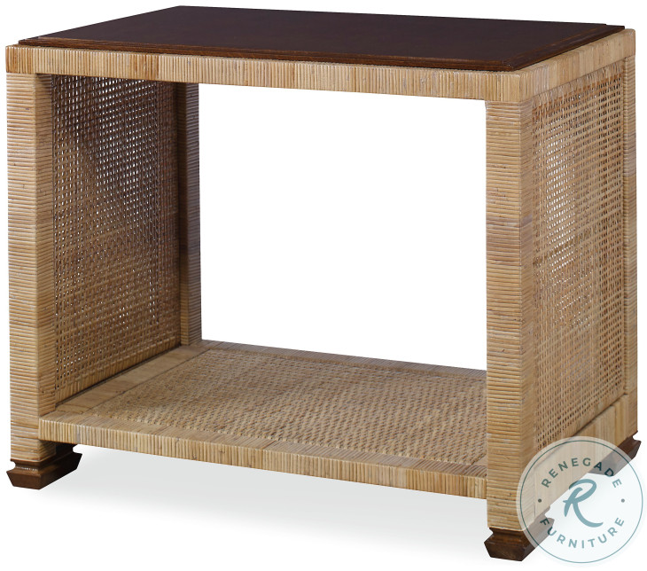 Beachcomber Wicker And Mahogany End Table