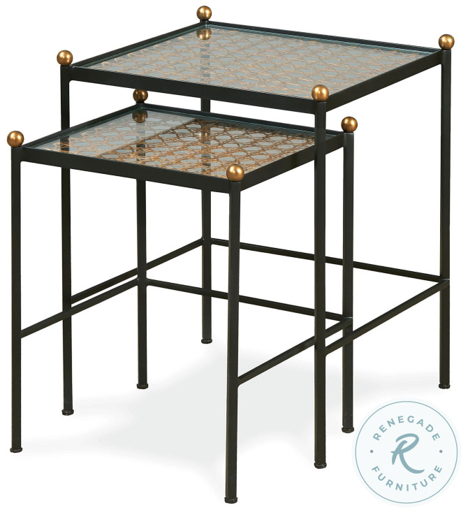 Tom Tom Glass And Rustic Black Nesting Side Tables