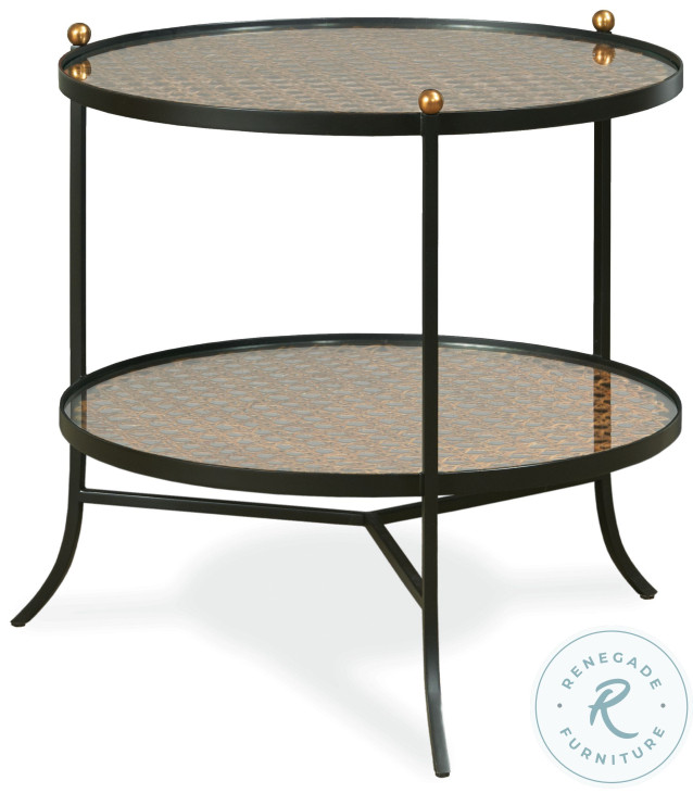 Tom Tom Glass And Rustic Black Round Side Table