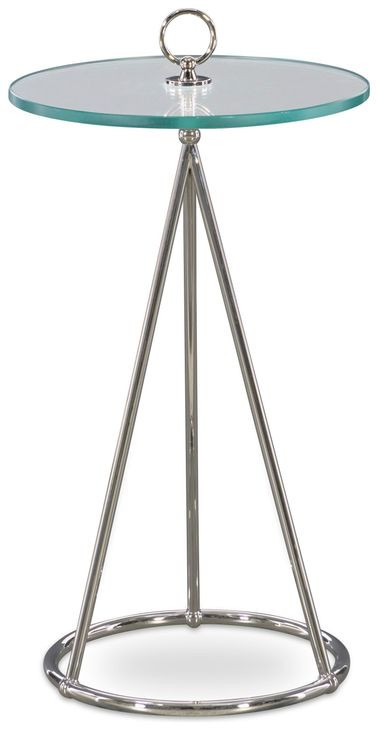 Nina Silver Round Glass Top Accent Table