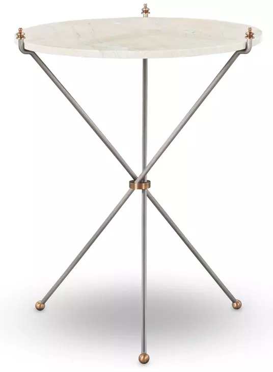Felix Gray and White Round Marble Top Side Table