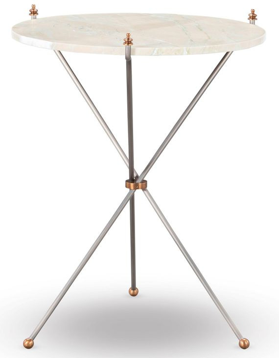 Felix Gray and White Round Marble Top Side Table