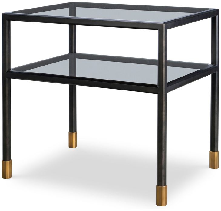 Jennings Black and Gold Rectangular Glass Top Side Table