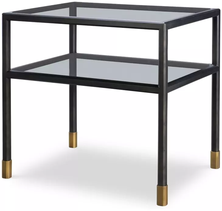 Jennings Black and Gold Rectangular Glass Top Side Table