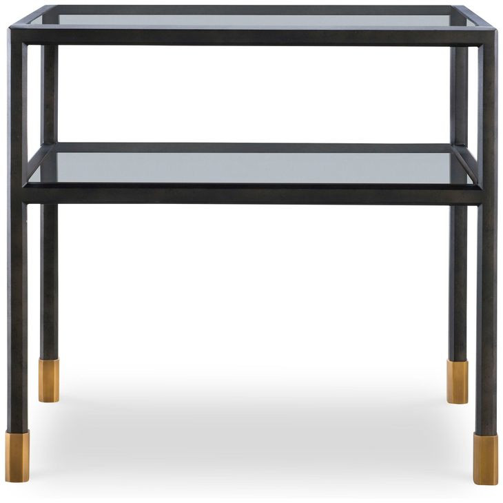 Jennings Black and Gold Rectangular Glass Top Side Table