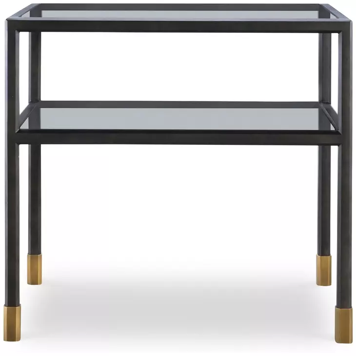 Jennings Black and Gold Rectangular Glass Top Side Table