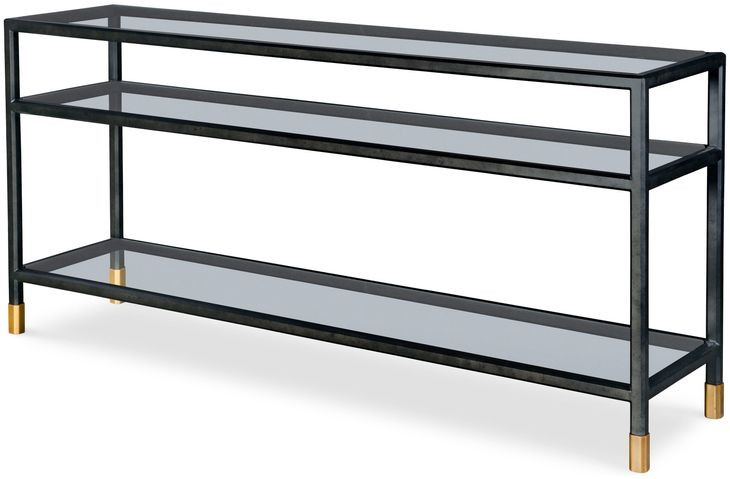 Jennings Black and Gold 68" Glass Top Console Table