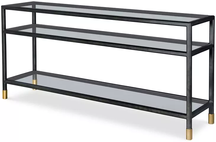 Jennings Black and Gold 68" Glass Top Console Table