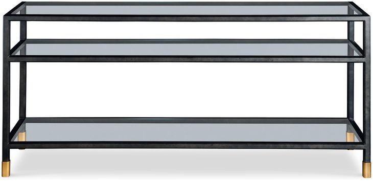 Jennings Black and Gold 68" Glass Top Console Table