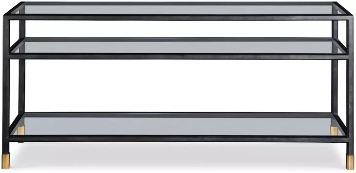 Jennings Black and Gold 68" Glass Top Console Table
