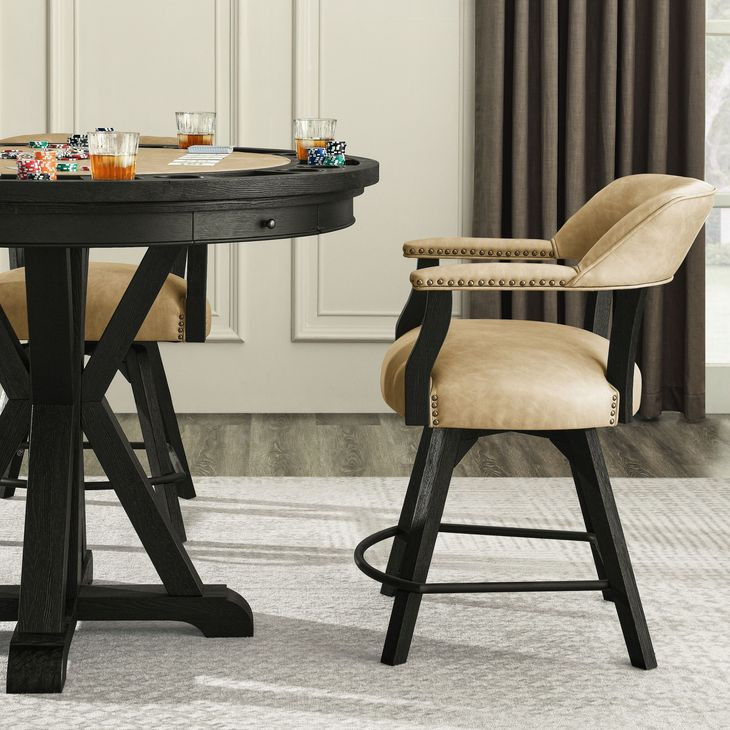 Rylie Black Swivel 24″ Counter Height Captains Chair