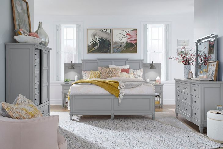 Glenbrook Pebble King Wall Bed with 2 Nightstand and USB Charging