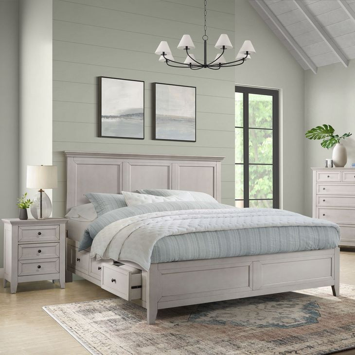 San Mateo Rustic White King Panel Bed
