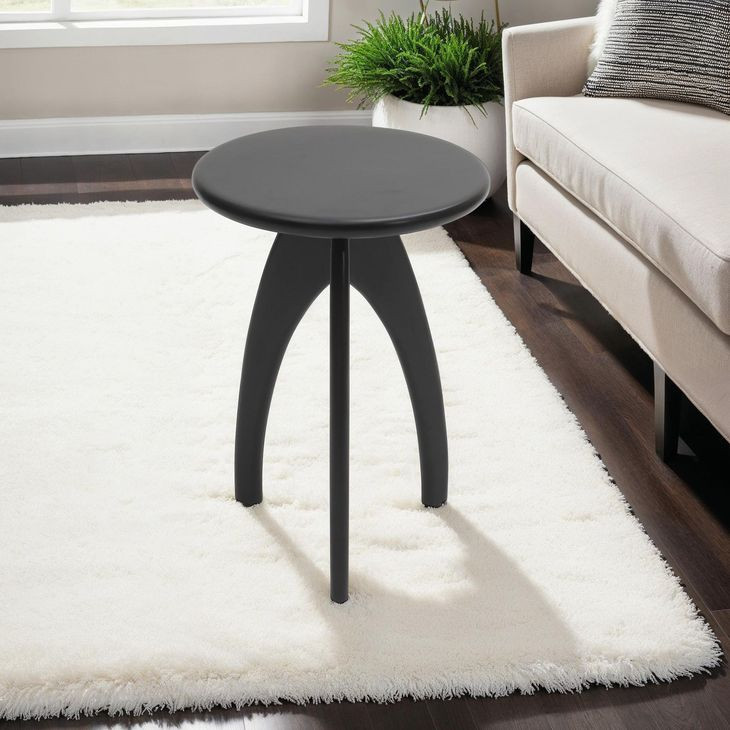 Aero Black Round Accent End Table