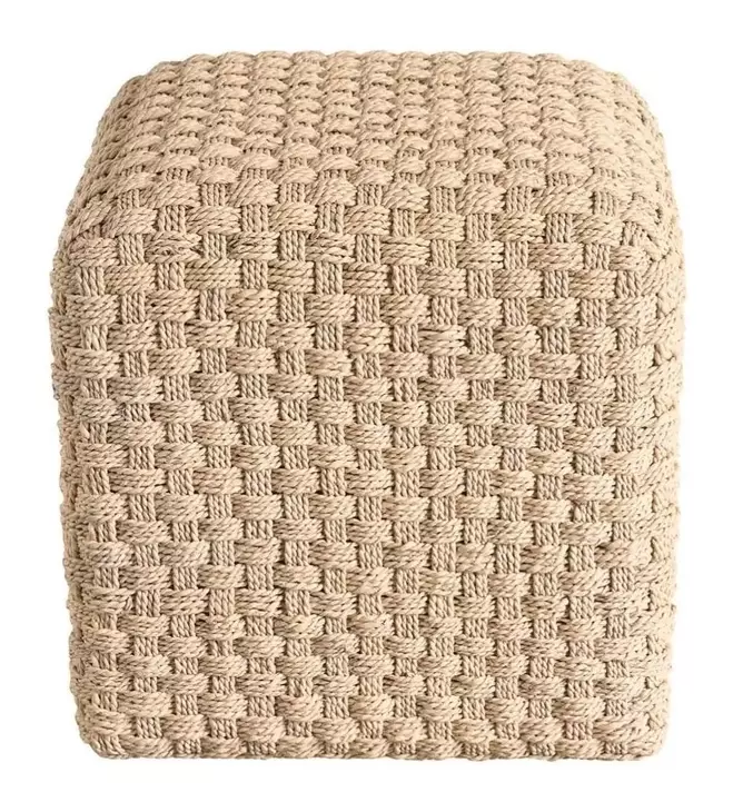 Oakmere Beige Square Pouf