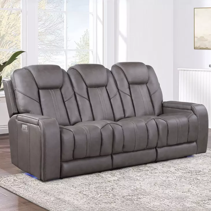 Daniel Gray Triple Power Reclining 87" Sofa with USB Charging